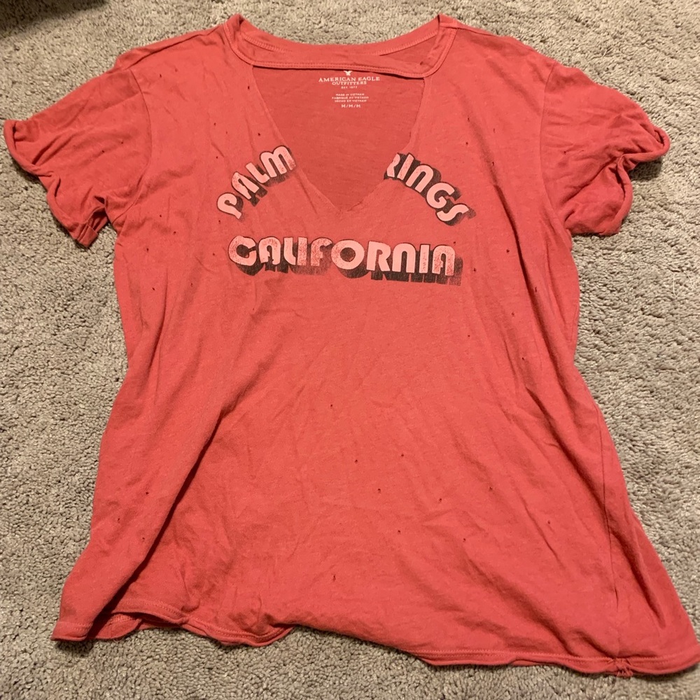 American Eagle Distressed Cut Out Shirt